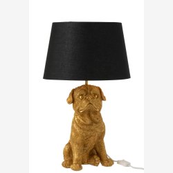 J-Line - Lampe m/hunde figur poly "guld" H: 52 B: 36cm. 