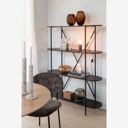 J-Line - Reol m. ovale hylder 120x150x33cm, Mrke Brun 