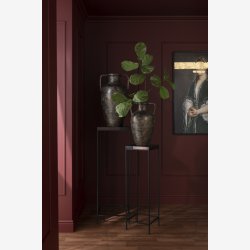 j-line - St m. To piedestaler i metal 41/31x119/98cm, Sort og Brun  