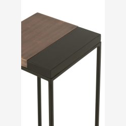 j-line - St m. To piedestaler i metal 41/31x119/98cm, Sort og Brun  