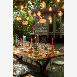 J-Line - Antik spisebord i massivt tr 180x76x89cm, Natur og Sort