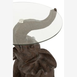 J-Line - Sidebord i elefant design m/Glas bordplade 50,5x63x48cm, Brun