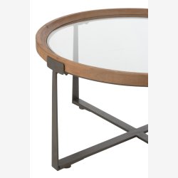 J-Line - St m. To Sofa borde i metal og glas 80/62x43/36cm, Sort og Natur