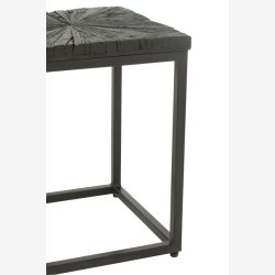 J-Line - St m. To firkantede sideborde i tr og metal 43/37x43/37x53/48cm, Sort