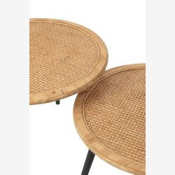 J-Line - St m/to sideborde med bambus flet 68x68x57/40cm, Natur og Sort