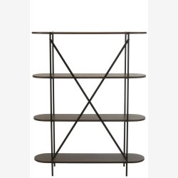 J-Line - Reol m. ovale hylder 120x150x33cm, Mrke Brun 