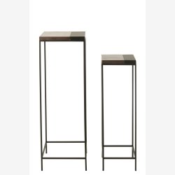 j-line - St m. To piedestaler i metal 41/31x119/98cm, Sort og Brun  