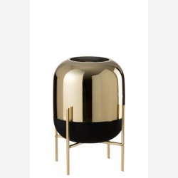 J-Line - Vase p stativ Sort/Guld glas/metal :20 H: 27cm. 