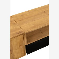 J-Line - Tv-bord m. to lger og hylder 160x50x40cm, Natur og Sort