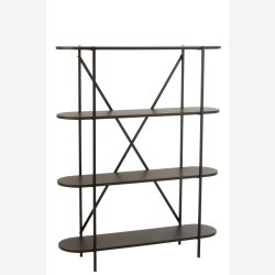 J-Line - Reol m. ovale hylder 120x150x33cm, Mrke Brun 