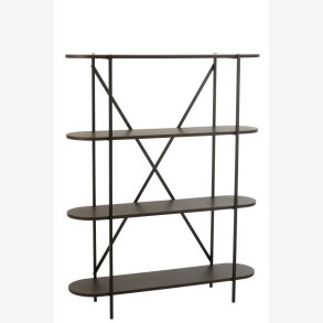 J-Line - Reol m. ovale hylder 120x150x33cm, Mrke Brun 