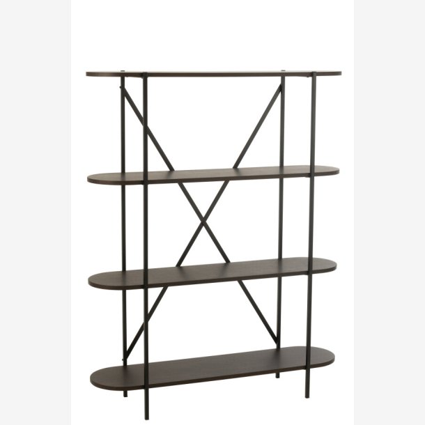 J-Line - Reol m. ovale hylder 120x150x33cm, Mrke Brun 