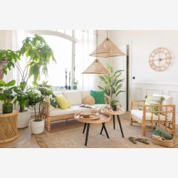 J-Line - Cylinder formet sidebord i flet rattan 50x50x50cm, Natur