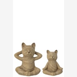 J-Line - Katte i Yoga positur st m/2 stk. H: 20 cm. poly tr struktur