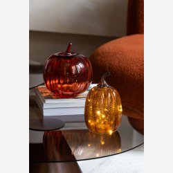 J-Line - Grskar til lyskde eller LED lys, Orange glas : 19 H: 21 cm. 