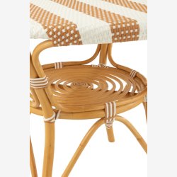 J-Line - Spisebord m. Stribet mnster i rattan 89x75x90cm, Beige og Natur