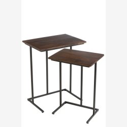 J-Line - St m. to rektangel sideborde 50/40x35,5/30,5x63,5/57cm, Brun og Sort