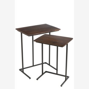 J-Line - St m. to rektangel sideborde 50/40x35,5/30,5x63,5/57cm, Brun og Sort