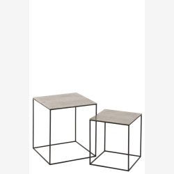 J-Line - St m/to sideborde i aluminium 50,5/40x50,5/40x55/50cm, Gr og Sort