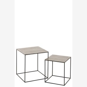 J-Line - St m/to sideborde i aluminium 50,5/40x50,5/40x55/50cm, Gr og Sort