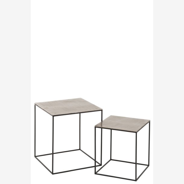 J-Line - St m/to sideborde i aluminium 50,5/40x50,5/40x55/50cm, Gr og Sort