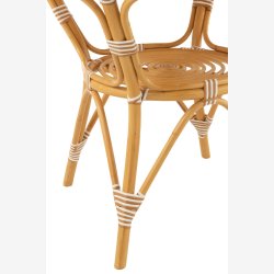 J-Line - Spisebord m. Stribet mnster i rattan 89x75x90cm, Beige og Natur