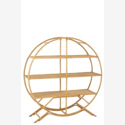 J-Line - Rund reol m. 3 hylder 150x150x40cm, Natur 