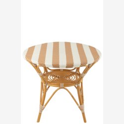 J-Line - Spisebord m. Stribet mnster i rattan 89x75x90cm, Beige og Natur