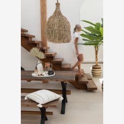 J-Line - Antik spisebord i massivt tr 180x76x89cm, Natur og Sort