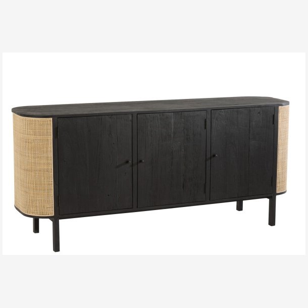 J-Line - Sknk m/3 lger og en hylde 180x80x45,5cm, Sort og Natur