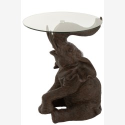 J-Line - Sidebord i elefant design m/Glas bordplade 50,5x63x48cm, Brun