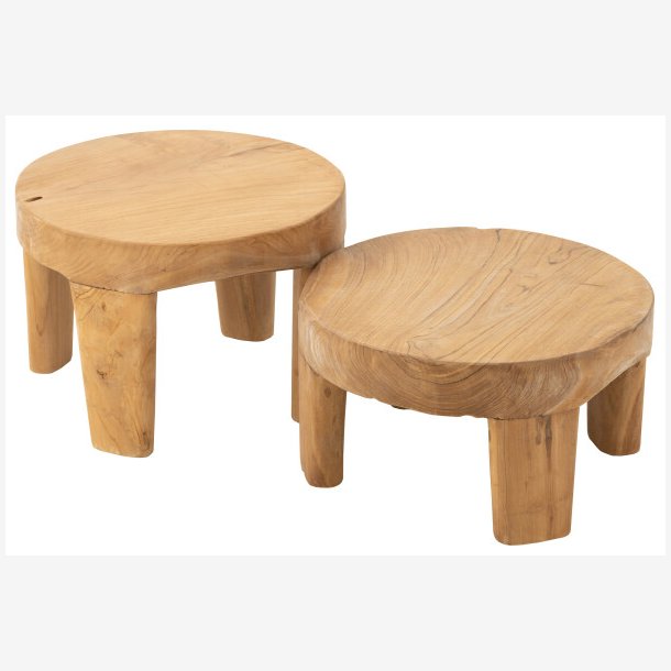 J-Line - St m. Runde sideborde i massivt tr 50x35/28cm, Natur
