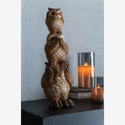 J-Line - Ugle figur "ikke se, ikke hre, ikke tale" Poly H: 46 cm.