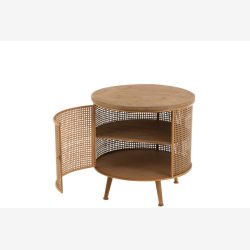 J-Line - Rundt sengebord m/skabslge til opbevaring 59x58,5x59cm, Natur