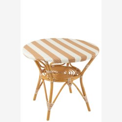 J-Line - Spisebord m. Stribet mnster i rattan 89x75x90cm, Beige og Natur