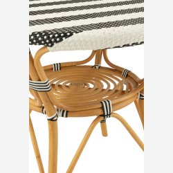 J-Line - Spisebord m. Brede striber mnster i rattan 89x75x90cm, Sort og Hvid