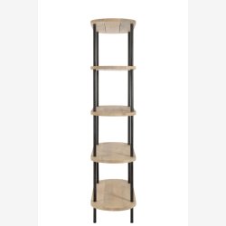 J-Line - Reol m/5 ovale hylder i tr 105x176x40cm, Sort og Natur