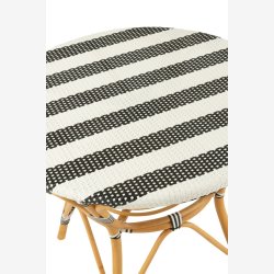 J-Line - Spisebord m. Brede striber mnster i rattan 89x75x90cm, Sort og Hvid