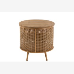 J-Line - Rundt sengebord m/skabslge til opbevaring 59x58,5x59cm, Natur