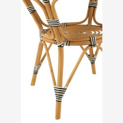 J-Line - Spisebord m. Brede striber mnster i rattan 89x75x90cm, Sort og Hvid