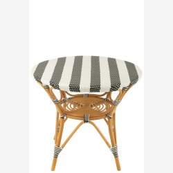 J-Line - Spisebord m. Brede striber mnster i rattan 89x75x90cm, Sort og Hvid
