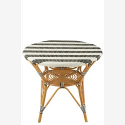 J-Line - Spisebord m. Brede striber mnster i rattan 89x75x90cm, Sort og Hvid