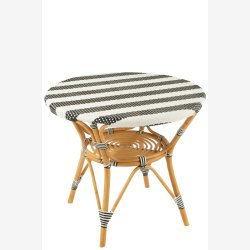 J-Line - Spisebord m. Brede striber mnster i rattan 89x75x90cm, Sort og Hvid