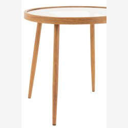 J-Line - Rundt sidebord m/ glasbordplade i metal 50x50x50cm - Flere farver