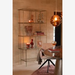 J-Line - Reol m/3 hylder i metal og glas 100x200x40cm, Guld