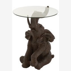 J-Line - Sidebord i elefant design m/Glas bordplade 50,5x63x48cm, Brun