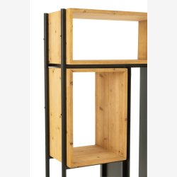 J-Line - Reol m. 7 rum og en lge 65x185x30cm, Natur og Sort 