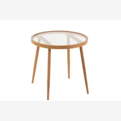 J-Line - Rundt sidebord m/ glasbordplade i metal 50x50x50cm - Flere farver