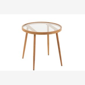 J-Line - Rundt sidebord m/ glasbordplade i metal 50x50x50cm - Flere farver