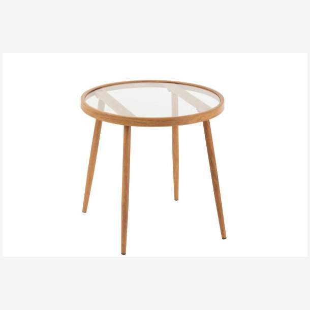 J-Line - Rundt sidebord m/ glasbordplade i metal 50x50x50cm - Flere farver